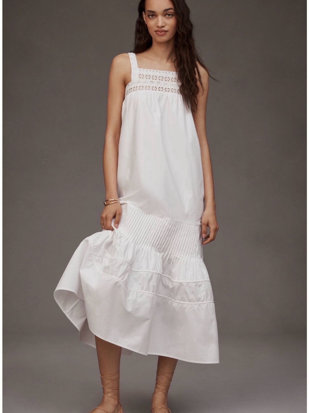NWT Maude Club Sylvie White Cotton Midi Dress Medium
